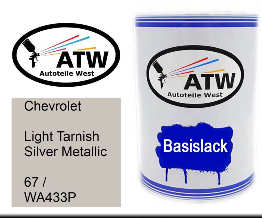 Chevrolet, Light Tarnish Silver Metallic, 67 / WA433P: 500ml Lackdose, von ATW Autoteile West.